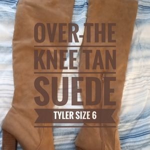 over the knee tan suede boots
